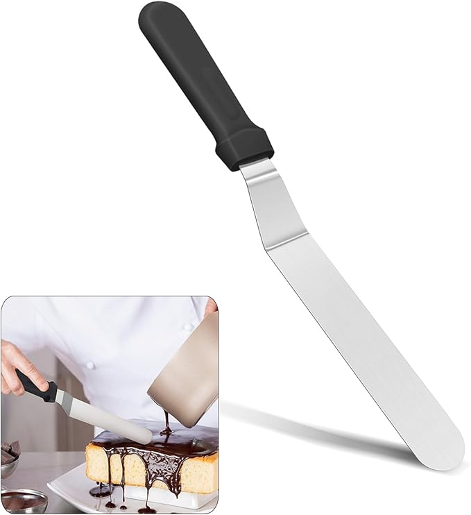 6" Small Angled Icing Spatula, Professional Food Grade Stainless Steel Cake Spatula with Sturdy & Durable Handle, Ideal for Frosting & Decorating Cakes, Baking