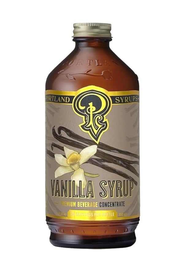 Portland Syrups Vanilla Syrup – Flavoring for Coffee, Lattes, Cold Brew, Macchiatos, Cocktails, & Desserts – Ideal for Drinks & Adding a Vanilla Touch to Any Beverage – 12 oz, 24 servings (Pack of 1)