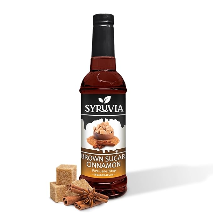 Syruvia Coffee Syrup, Brown Sugar Cinnamon Flavored Syrup for Drinks, Lattes, and Desserts – 25.4 fl oz