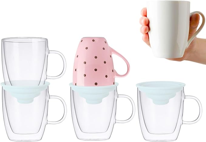 Coffee Mug Organizers and Storage (6Pack), Adjustable Mug Organizer for Kitchen Cabinet Shelf, Cup Stacker Holder for Tea Cup, Coffee Mug, Glassware, Save Space for Cupboard (Whit)