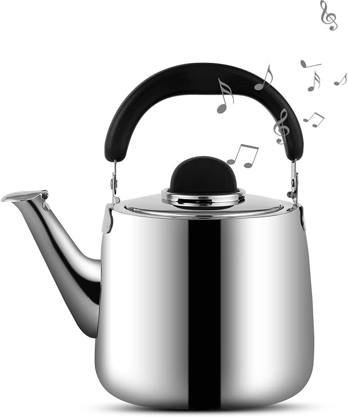 Tea Kettle,Whistling Tea kettle for Stove Top,3 QT Stainless Steel Teapot,Induction Tea Kettle Pot for Stovetop (2.85 L,Silver)