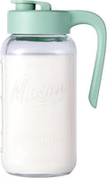 Mason Jar Pitcher - Airtight & Leakproof Glass Pitcher with Lid, Perfect for Breastmilk, Cold Brew, and Sun Tea, 2 Quart (64 oz) Mason Jar with Pour Spout Lid