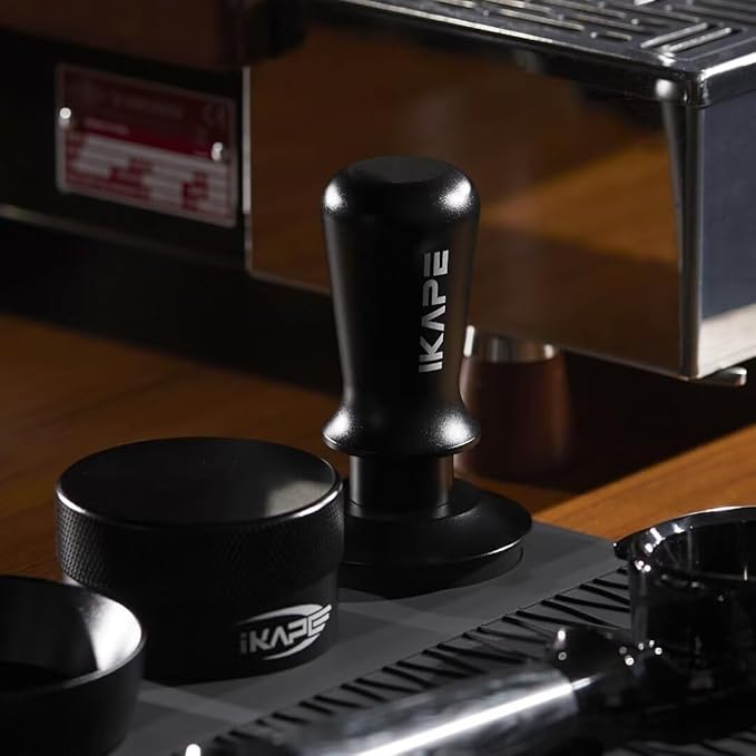 IKAPE 58.35mm Espresso Tamper, Spring-loaded Calibrated Tamper with Titanium Ripple Plating Base, Compatible with Over 58MM Espresso Bottomless Portafilter