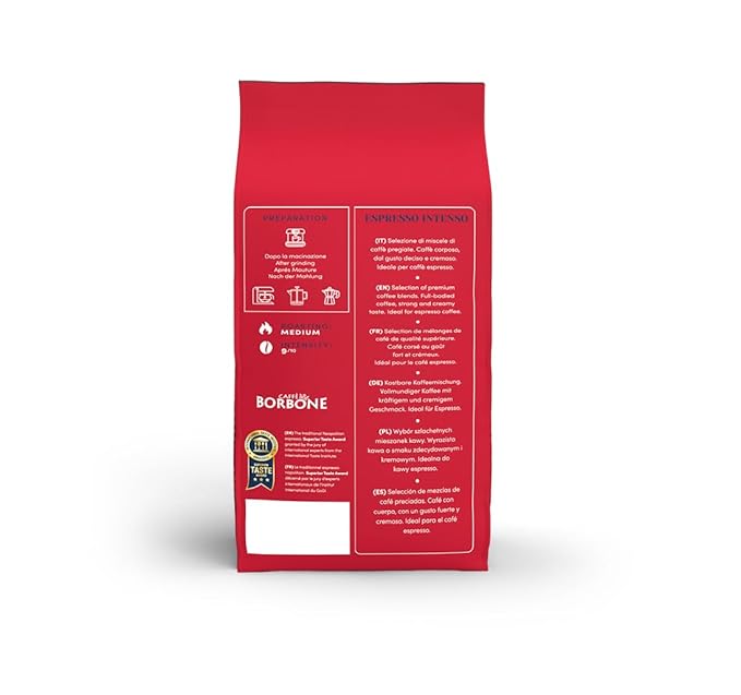 Caffe Borbone Whole Bean Coffee, Medium Roast Robusta Blend, Espresso Intenso, Strong and Creamy Italian Coffee, 2.2 lb Bag