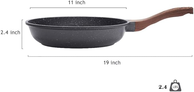 SENSARTE Nonstick Frying Pan Skillet, Swiss Granite Coating Omelette Pan, Healthy Stone Cookware Chef's Pan, PFOA Free (8/9.5/10/11/12.5 Inch) (11 Inch)