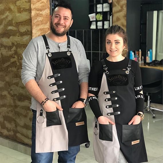 Apron for Women and Men Waterproof Canvas Extra Pocket for Chef Barista Gardening BBQ Grilling Crossback Unisex