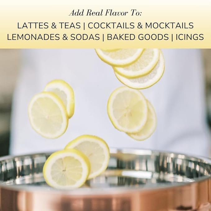 Sonoma Syrup Co. Meyer Lemon Infused Simple Syrup 12.7 fl oz | for Coffee, Cocktails, and Cooking | Hand Crafted in the USA