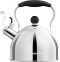 Tea Kettle, 2 Quart Stainless Steel Whistling Tea Kettle, Stovetop Whistling Teakettle Tea Pots for Stove Top with Ergonomic Folding Handle, Small Teapot, Water boiler for Tea, Coffee (Silver)