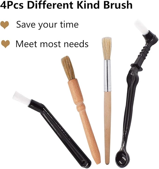 DXary 8 Pieces Coffee Brush Set Professional Espresso Brush Kit Include Wooden Coffee Grinder Machine Cleaning Brush and Nylon Espresso Brush for Coffee Machine Group Head (8)