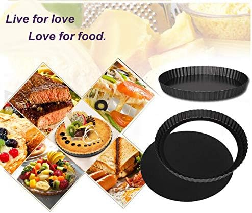 IELEK 12 Inch Non-Stick Tart Quiche Flan Pan Molds Round Removable Loose Bottom Fluted Heavy Duty Pie Pizza Pan