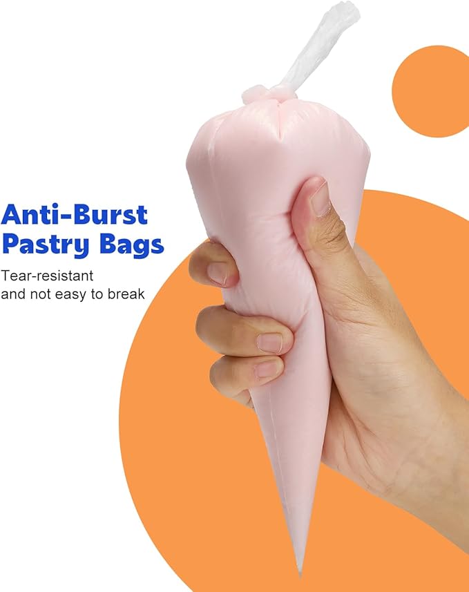 176PCS Piping Bags and Tips Set, Includes 150pcs 12 Inch Anti Burst Piping Bags, 1 Reusable Pastry Bags, 12 Piping Tips, 8 Icing Bags Ties, 3 Cake Scrapers and 2 Couplers