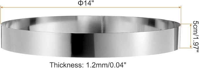 HARFINGTON Round Cake Ring 14 x 2 Inch Seamless Stainless Steel Pastry Mousse Dessert Ring Mirror Coating for Baking Cooking Making Tool