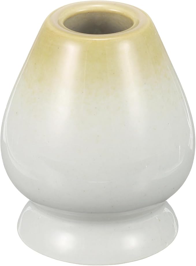 HARFINGTON Ceramic Chasen Stand 70mm Matcha Whisk Holder Teas Set Whisks Stand Traditional Matcha Tea Chasen Holder Tea Set Accessories for Tea Tasting, White/Brown