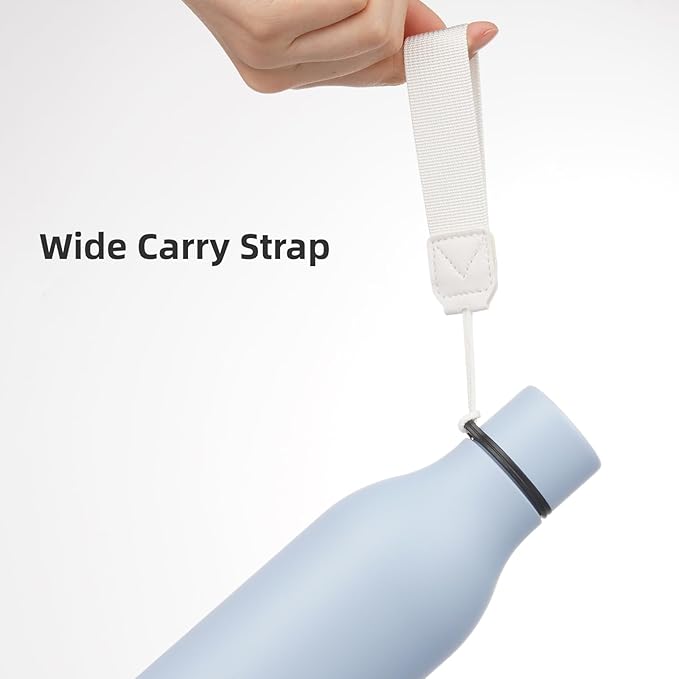 Insulated Water Bottle with Strap,18 oz Double Wall Stainless Steel Vacuum Bottles Metal Water Flask,Candy Blue