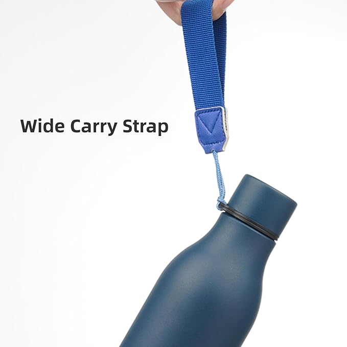 Insulated Water Bottle with Strap,18 oz Double Wall Stainless Steel Vacuum Bottles Metal Water Flask,Navy Blue