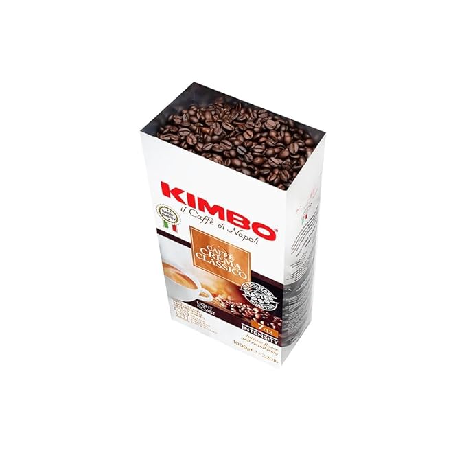 Kimbo Caffe Crema Classico Whole Bean Coffee - Blended and Roasted in Italy - Light Roast with Intense Flavor and Round Body - 2.2 lbs Bag