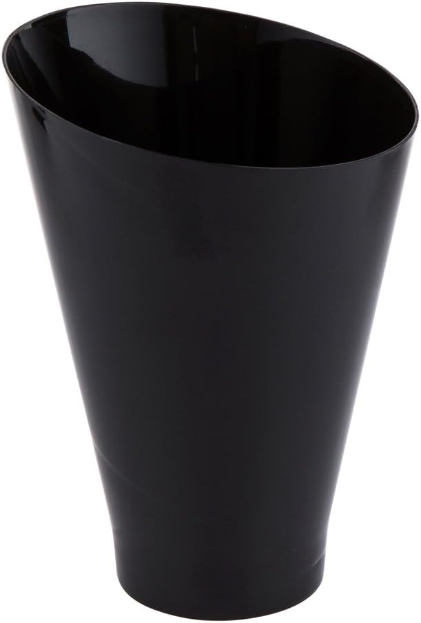 Restaurantware 7 Ounce Plastic Glasses 100 Round Incline Shooter Cups- Disposable Sturdy Black Plastic Round Bowls Unique Design For Soups Appetizers Or Desserts