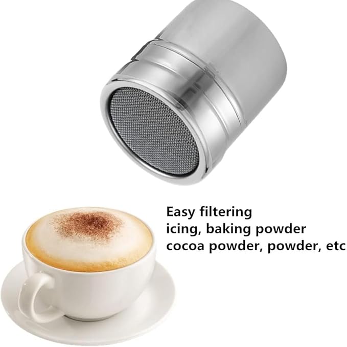 4Pieces Stainless Steel Milk Frothing Pitcher Set, Latte Art Barista Steaming Pitchers Set -Include Milk Frother Cup, Latte Art Pen, Powder Shaker, 5pcs Coffee Decorating Stencils (350ml/11oz)