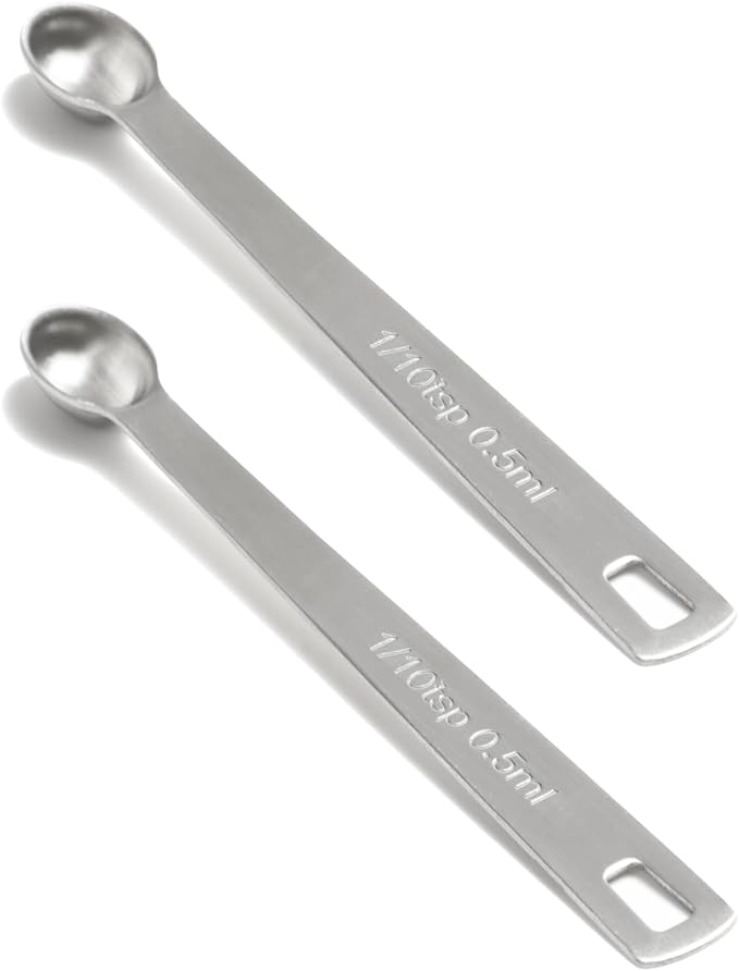 2PCS 1/10 Teaspoon(1/10tsp, 0.5ml) Single Tiny Measuring Spoon, Small Individual Stainless Steel Measure Spoons Only