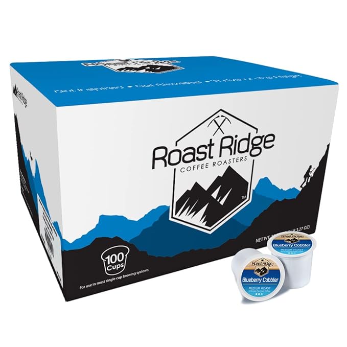 Roast Ridge Single Serve Coffee Pods for Keurig K-Cup Brewers, Blueberry Cobbler, Medium Roast, 100 Count