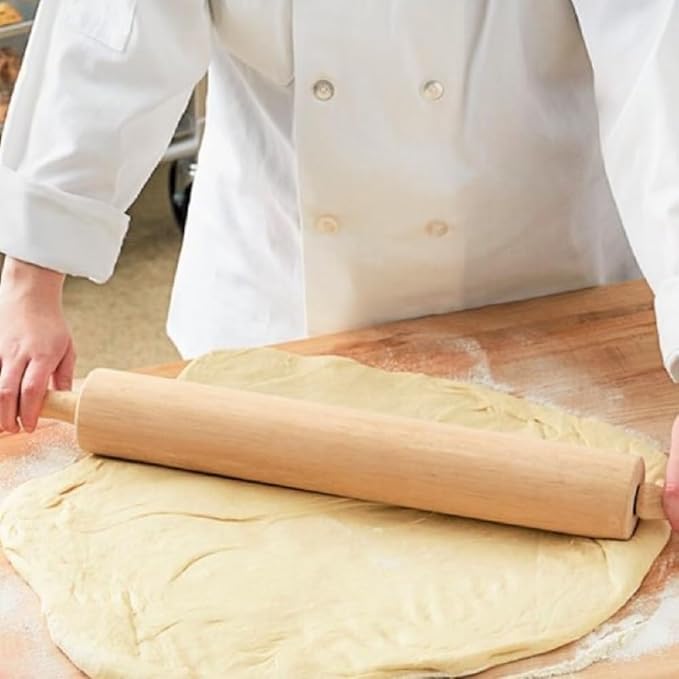 18" Wooden Rolling Pin 3-1/4" Diameter- WoodenRoll Pin for Fondant Pie Crust Cookie Pastry Dough Classic Pastry Rolling Pin