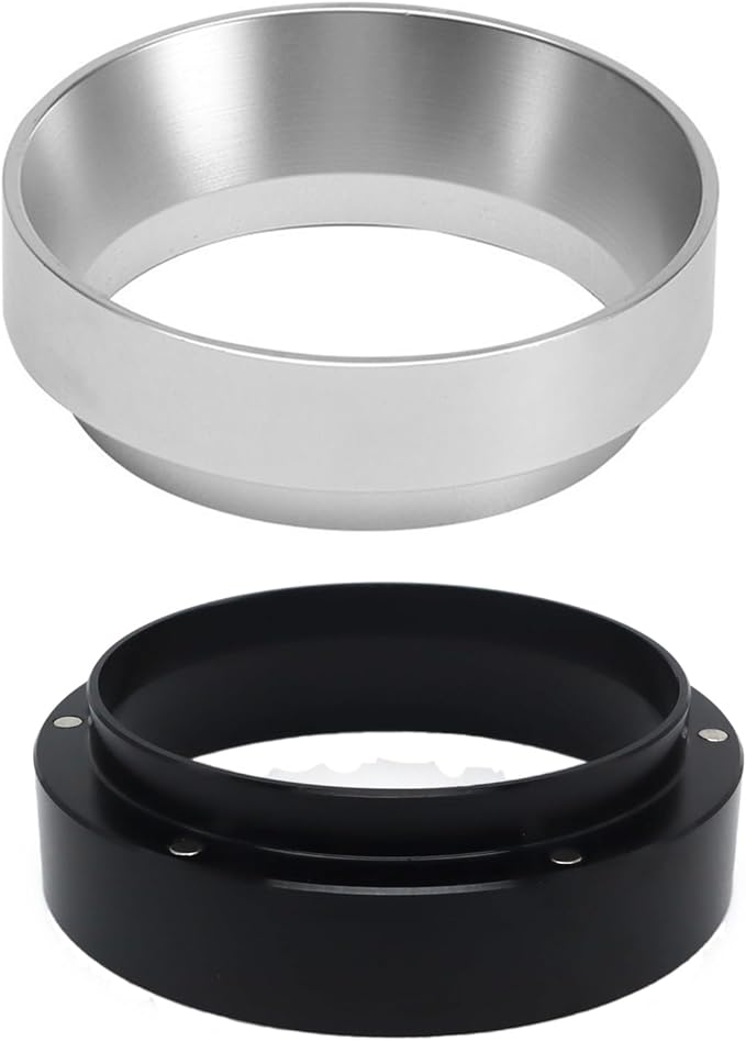 1pc Espresso Dosing Funnel 51/53/58mm Coffee Dosing Ring Aluminum Espresso Distribution Coffee Tool for Home Coffee Bar Shop College Dorm Room Apartment Essential Coffee Accessories (58mm, Silvery)