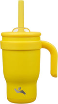 14 oz Tumbler with Side Handle, Insulated Water Bottle with Straw and 2 in 1 Lid, Stainless Steel Cup Travel Coffee Mug for Sports Office Gym,Yellow