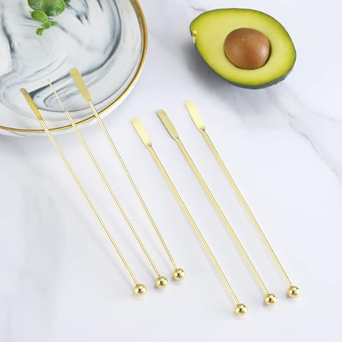10 pcs Stainless Steel Coffee Beverage Stir Sticks Cocktail Stirrers Drink Swizzle Stick 7.4" Swizzle Stick Picks Tools Gold