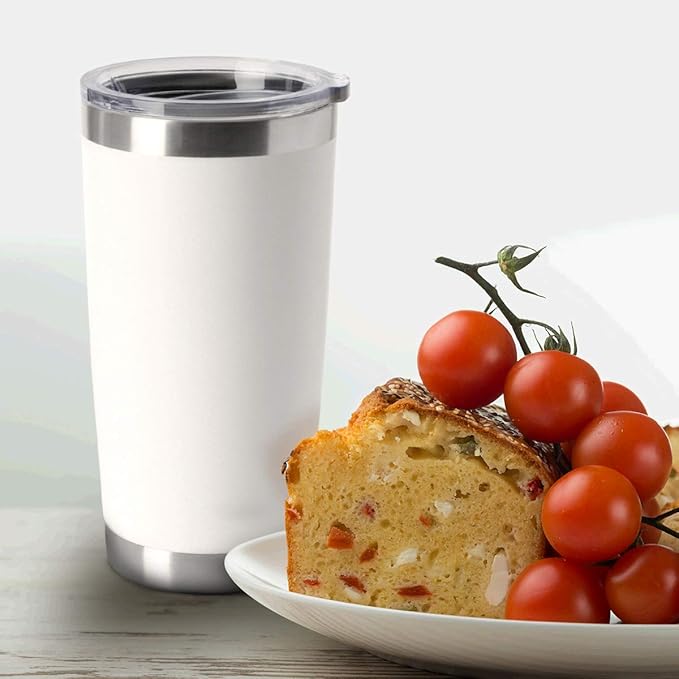 HASLE OUTFITTERS 20oz Tumblers Bulk Stainless Steel Cup with Lid Double Wall Vacuum Insulated Coffee Mug for Cold & Hot Drinks 1 Pack, White