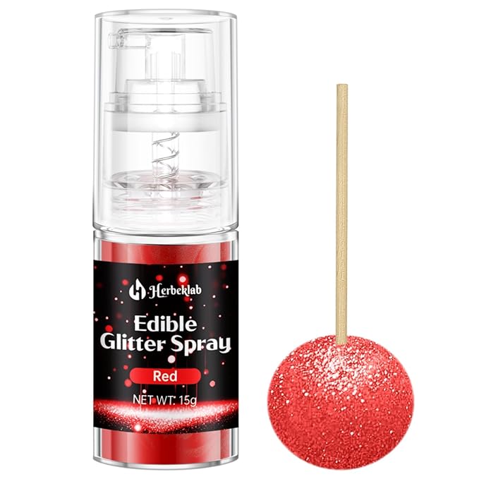 Red Edible Glitter Spray - 15g Edible Red Glitter for Cakes Food Grade Shimmer Powder Cake Spray for Cookie Decorating Chocolate Strawberry