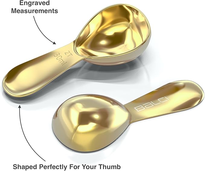BALCI - Stainless Steel Coffee Scoop Set (2&2 Tablespoon, 30ml and 30ml) Exact Measuring Spoons for Coffee, Tea, Sugar, Flour and More! - Gold …