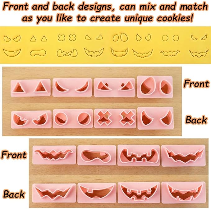 Mini Pumpkin Cookie Cutters, DIY 3d Halloween Raised Design Cookie Stamps, Cookie Cutter Set suitable for Frosting Decoration, Mini Gingerbread Pie Molds, Day of The Dead Decorations (Pumpkin)
