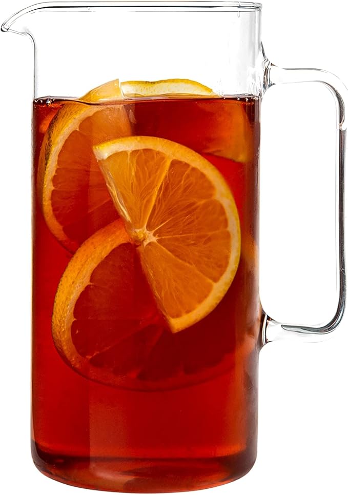 Simax Glass Pitcher, 32 Ounce (1 Quart) Borosilicate Glass, Hot and Cold Safe Iced Tea Pitchers for Drinks, Made in Europe Glass Water Pitcher, Cocktail Jug, Lemonade, Sangria