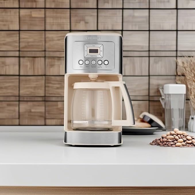 Cuisinart Coffee Maker, 14-Cup Glass Carafe, Fully Automatic for Brew Strength Control & 1-4 Cup Setting, Stainless Steel, DCC-3200CRM, Cream.