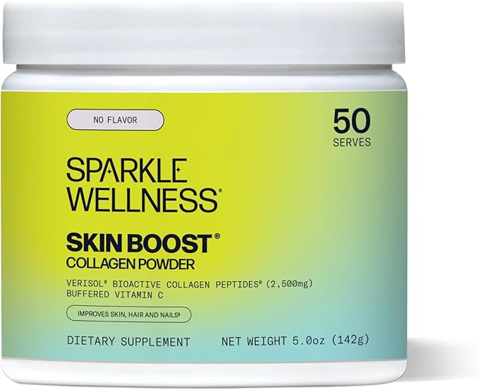Sparkle Wellness VERISOL Bioactive Hydrolyzed Collagen Peptides | Collagen Powder Supplement with Vitamin C for Skin, Hair & Nail Health | Skin Boost (No Flavor) [50-Serves]