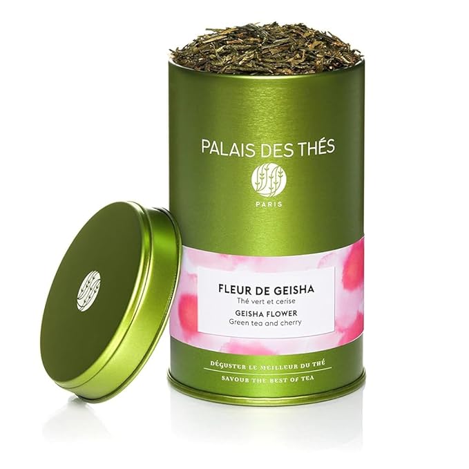 Palais des Thés - Geisha Flower - Green Tea & Cherry Blossom- 3.5oz Loose Leaf Metal Gift Tin, Serves 20-25 Cups