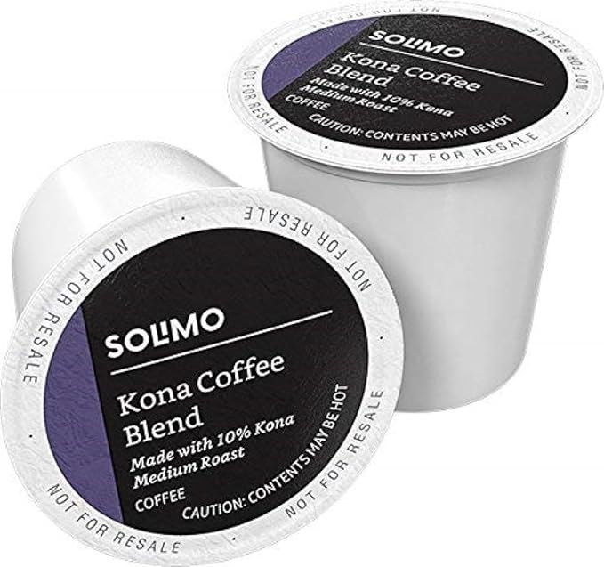 Amazon Brand - Solimo Medium Roast Coffee Pods, Kona Blend, Compatible with Keurig 2.0 K-Cup Brewers, 100 Count