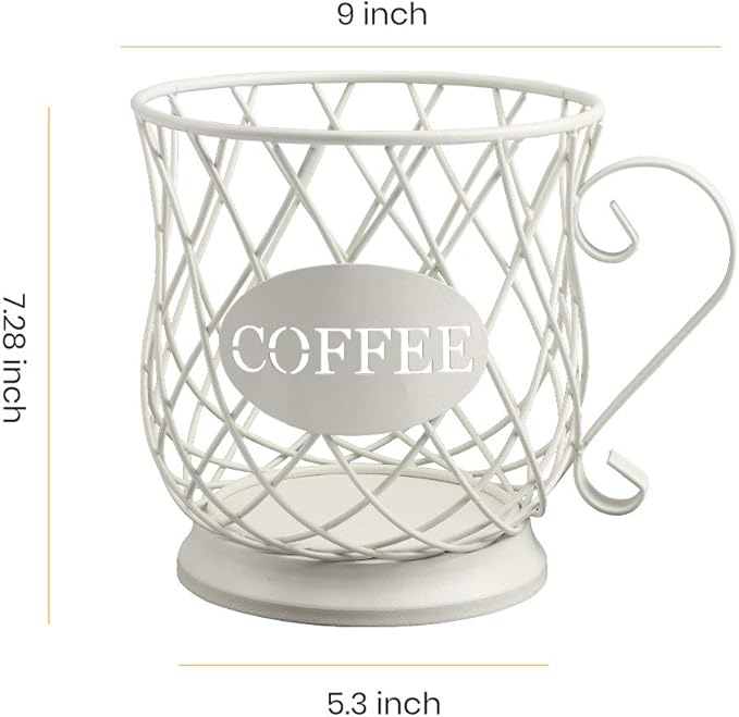 TreeLen Coffee Pod Capsule Storage Holder for 35 K Cups Capacity K Cup Holder K Cup Organizer for Counter Coffee Bar and Coffee Table - White
