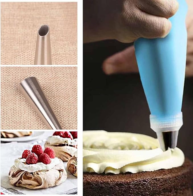 10 PCS Cream Icing Piping Nozzle Tip Stainless Steel Long Cream Puff Piping Tips Straight Pipe Multipurpose Pastry Piping Cake Decorating Tools for Small Pastries Puffs Cupcakes Filling Donuts