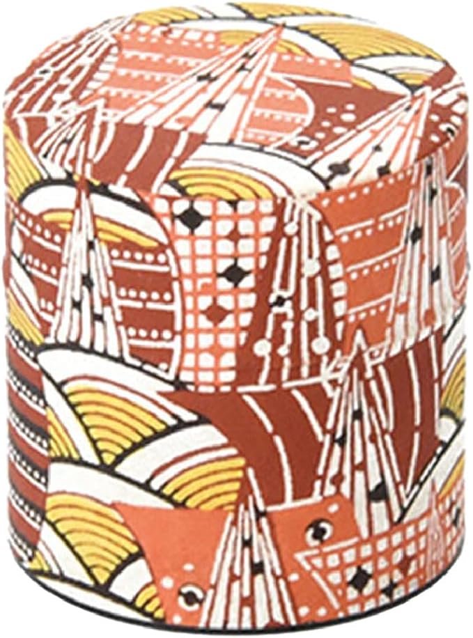 Japanese Pokkan Coffee Spice Tea Tin Canister Washi Paper Storage with Lid 7.05 oz Capacity (Modern Seigaiha, S)