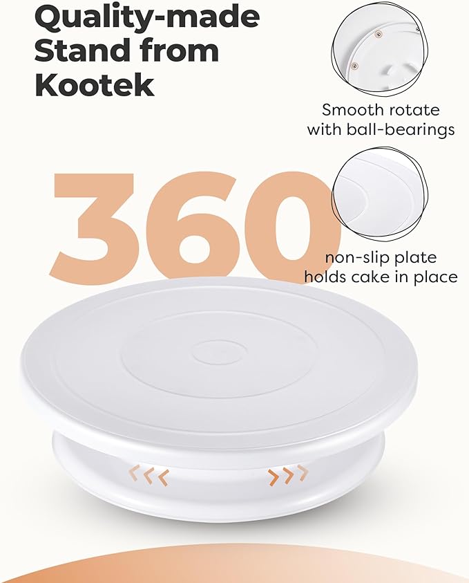 Kootek Cake Stand, 11 Inch Rotating Cake Turntable for Decorating, Display & Baking, Smooth Revolving Spinner Stand (White)