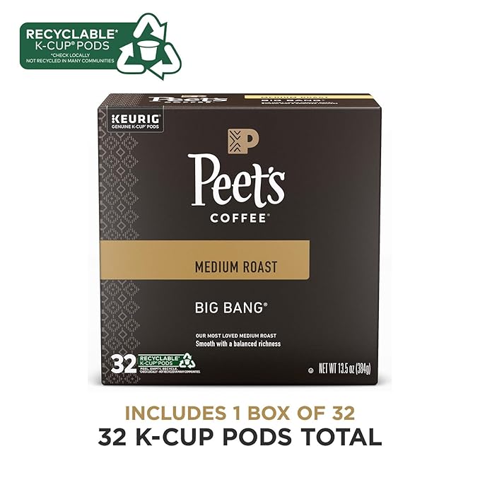 Peet's Coffee, Medium Roast Keurig K-Cup Pods - Big Bang, 32 Count (1 Box of 32 K-Cup Pods)