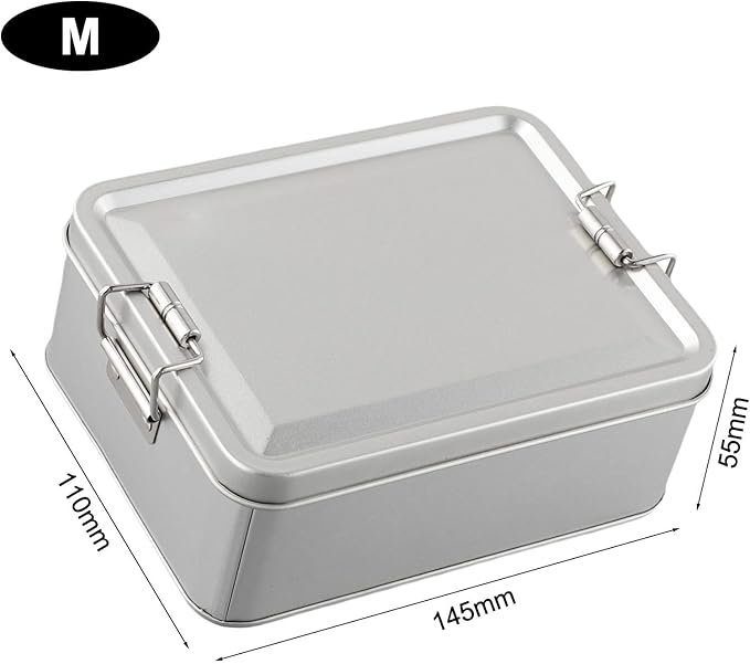 Metal Tin Box, Tinplate Metal Storage Tins Tea Container Rectangular Cookie Box With Lids For Storaging Cookies Snowflake Pastries Tea(M)
