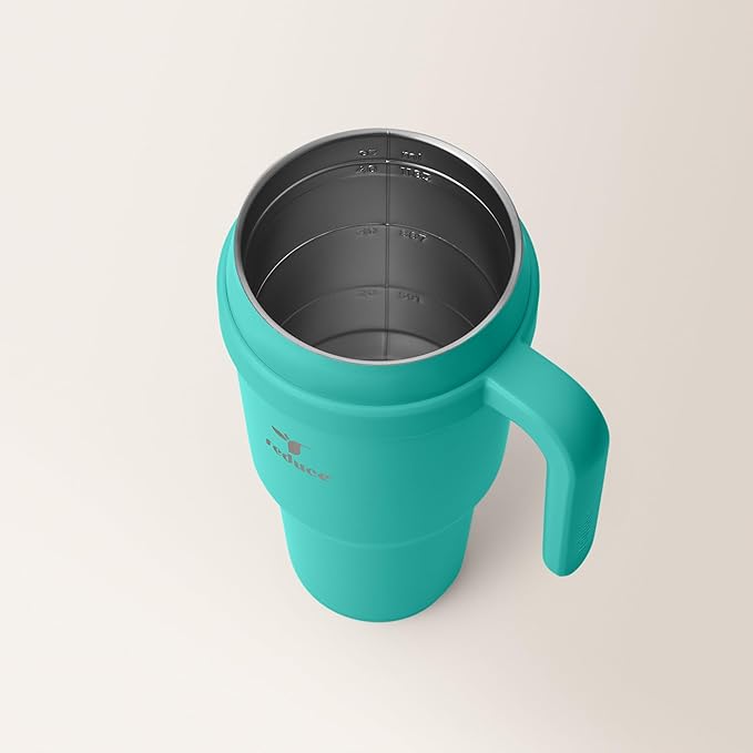 Reduce 40 oz Stainless Steel Tumbler with Handle - Dual-Wall Vacuum Insulated Travel Mug, Sweat-Proof Lid & Reusable Straw - Keeps Drinks Cold for 24 Hrs, Fits Cupholders, Dishwasher Safe-Ocean Breeze
