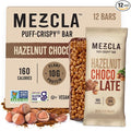 Mezcla Puff Crispy Protein Bars, Gluten Free & Vegan Protein Bars, 10g Protein, Alt for Crispy Rice Treat, Granola Bars & Breakfast Bars, Healthy Snacks for Adults, Hazelnut Chocolate, 12 Pack