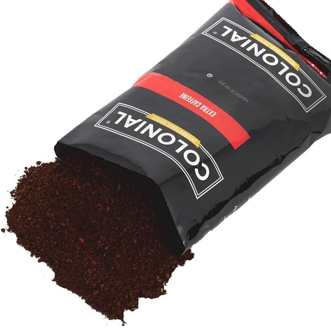 Colonial Coffee Packets, Pre Ground Coffee Packs, High Caffeine Blend, Medium - Dark Roast, Bulk Single Pot Bags for Drip Coffee Makers, (2.5 oz Bags, Pack of 100)
