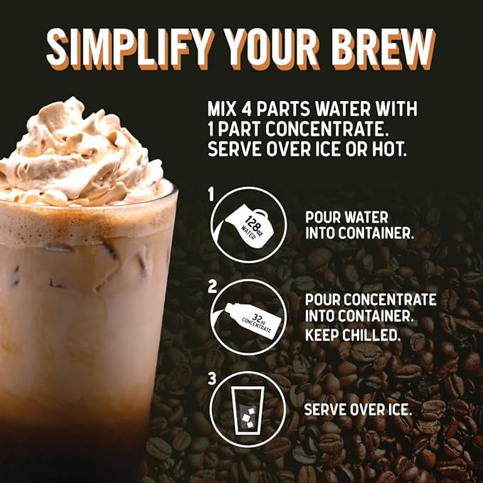 JAVA HOUSE Cold Brew Coffee, Decaf Colombian 4:1 Liquid Concentrate, 32 Ounce Bottle
