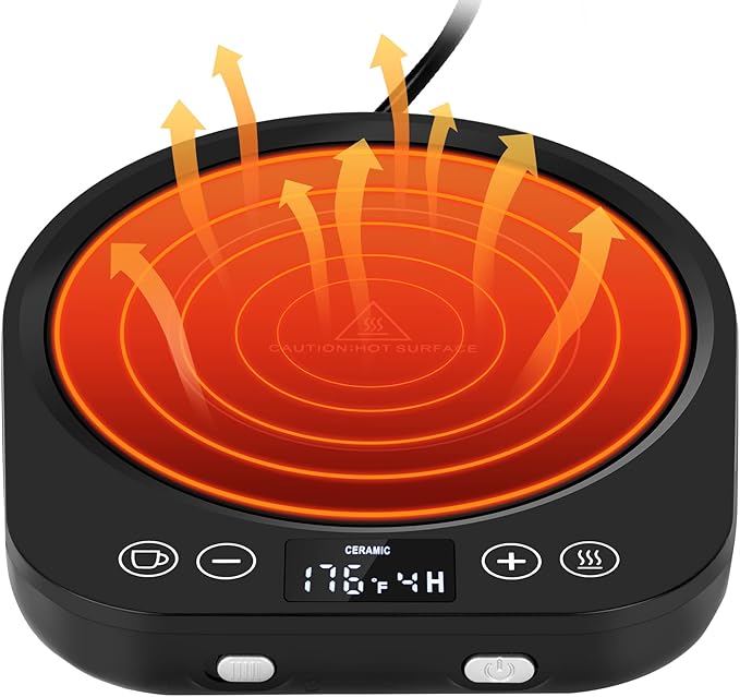PUSEE Candle Mug Warmer Electric, Auto On/Off Gravity-Induction Coffee Warmer with 9 Temp Settings, 1-9 Timer Candle Melter, Beverage Warmer for Home & Office