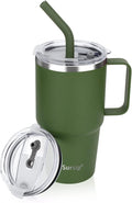 Kids Insulated Tumbler with Handle and Straw, 24 oz Stainless Steel Tumbler for Boys Girls Leak-proof Lid Keep Cold Heat and Ice, Gifts for Children Cups(Olive Green-1 Pack)