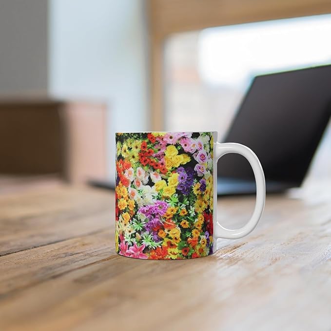 11 OZ Novelty Coffee Mugs - Christmas Gift (Floral Design Mug)